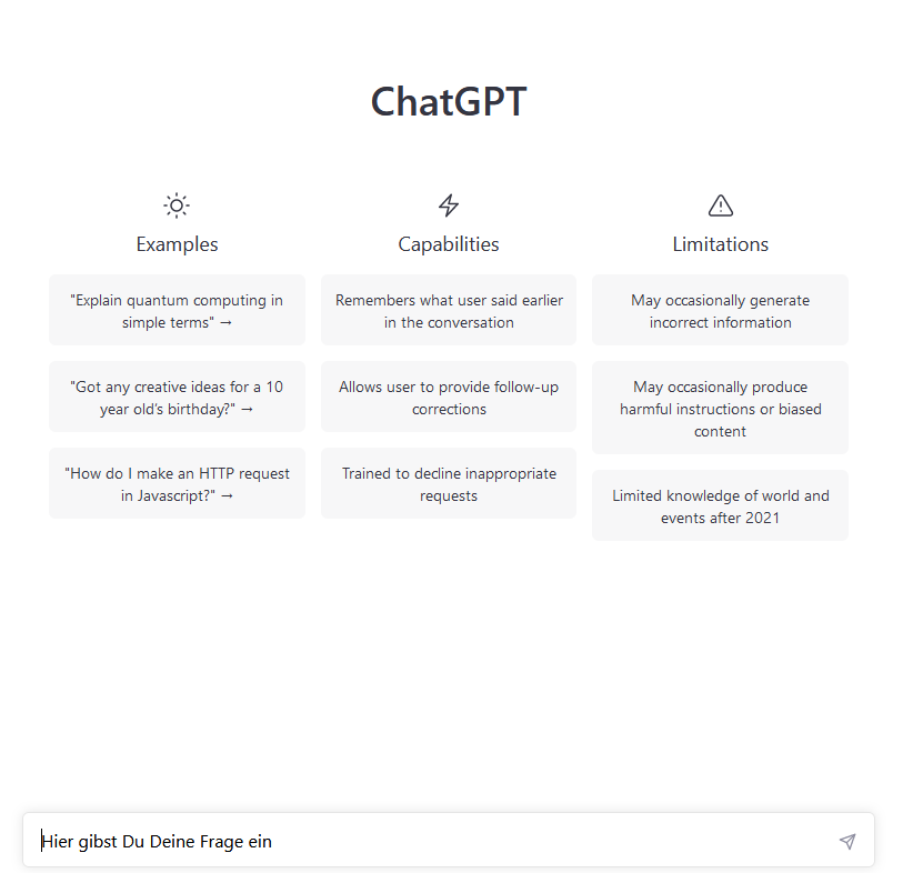 Chat GPT Plattform