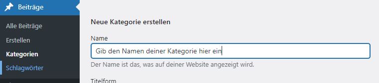 Blog in Website integrieren: Kategorie in WordPress anlegen