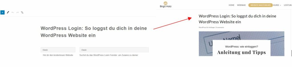 blog in website integrieren: Blogtitel eingeben 