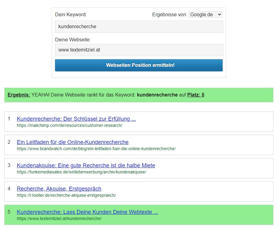 Google Ranking Check