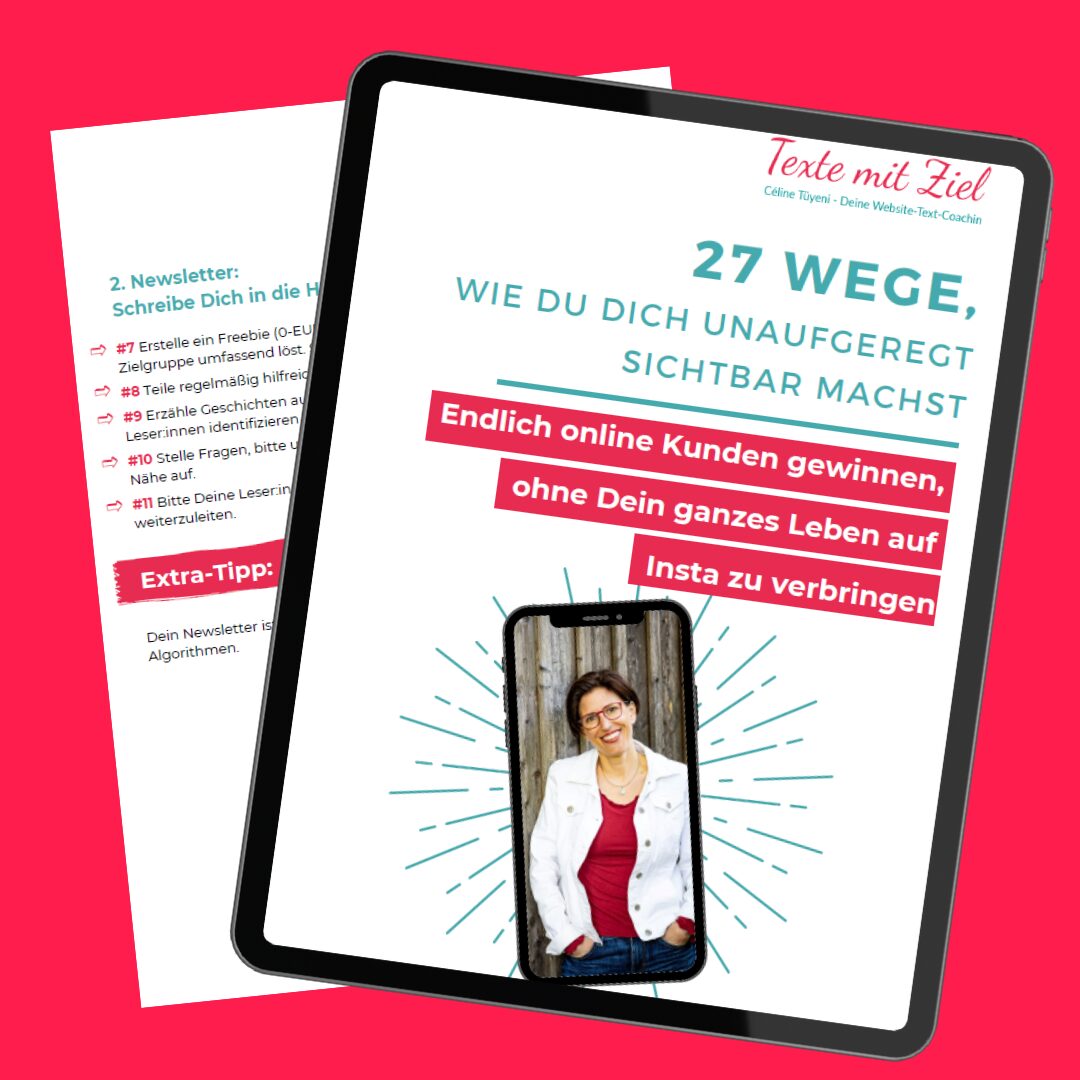 PDF Guide mit 27 Wegen, wie Du Dich unaufgeregt sichtbar machst