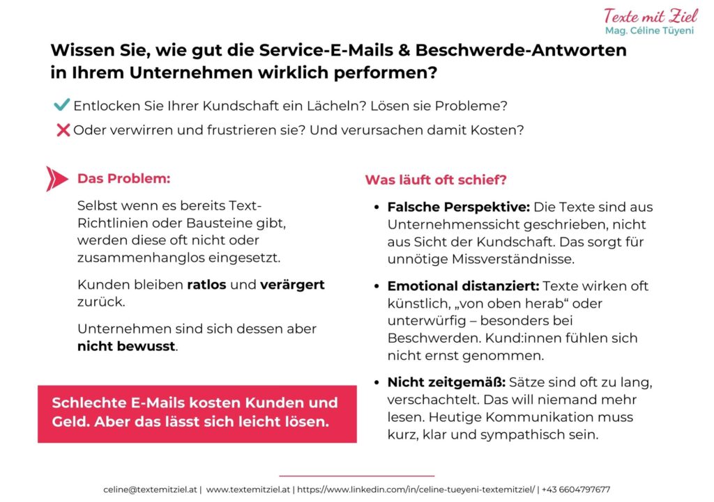 Folder für Service-Texte in Unternehmen Vorderseite
