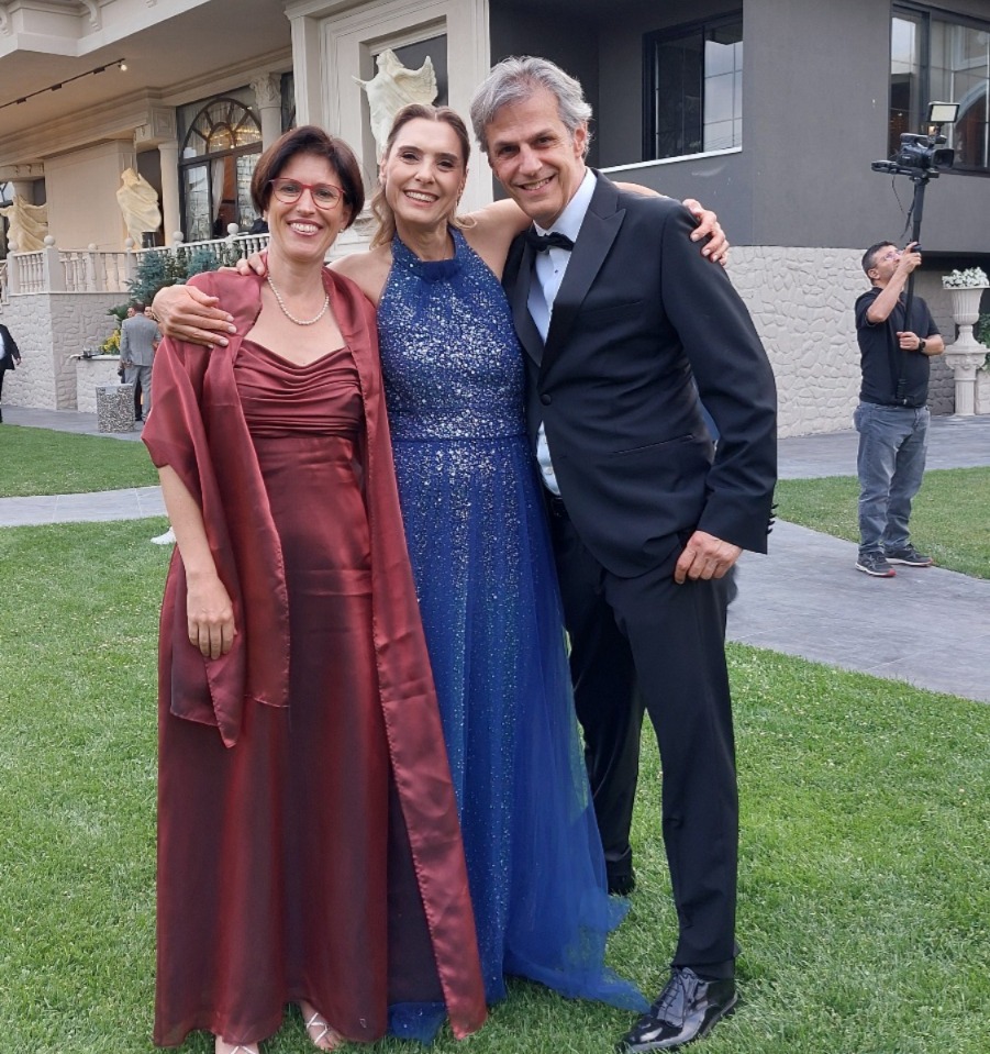 Ich mit einem Cousin und seiner Frau bei Hochzeit ihrer Tochter